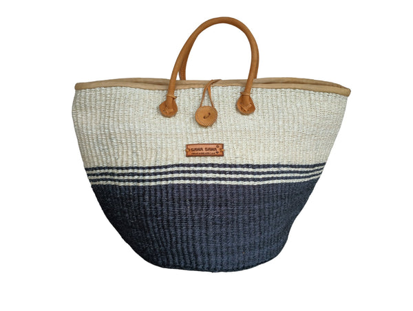 Bolso tipo canasta de sisal hecho a mano con tres rayas de Balance