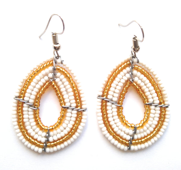 White and Gold Mini Teardrop Earrings