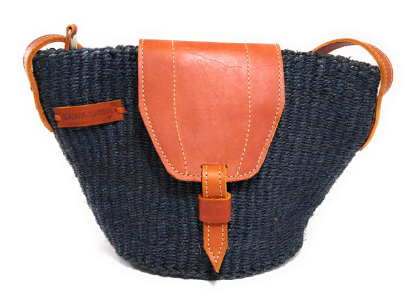 Bolso bandolera de sisal hecho a mano de cuero oscuro Endure