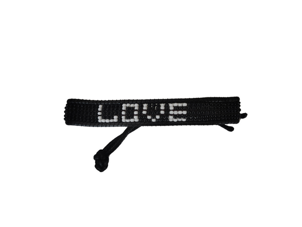 Black & White Love Beaded Bracelet – Handmade with Purpose