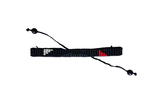 Silent Strength Beaded Bracelet – Black with Red & White Triangles
