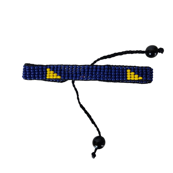 Silent Strength Handmade Beaded Bracelet – Blue & Yellow Triangle Motifs, Symbol of Energy And Hope, Ethnic Jewelry