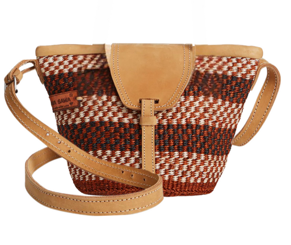 Bolso de paja de sisal hecho a mano con el patrón Life Damier