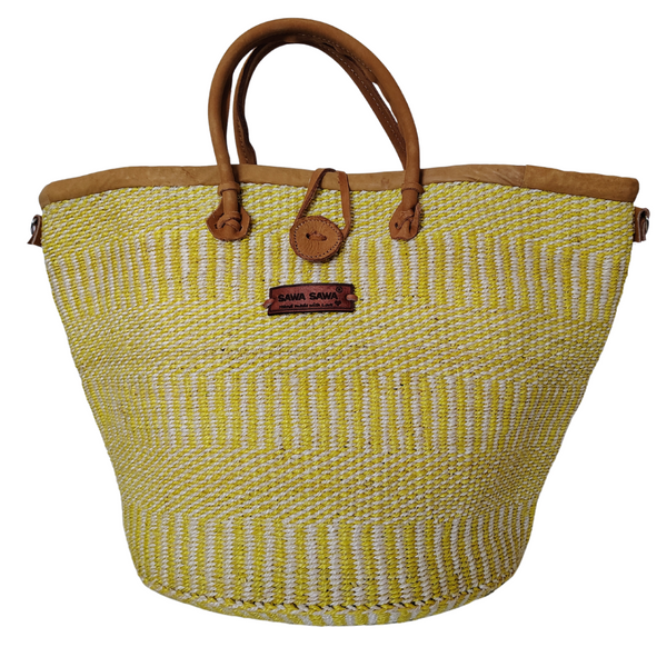 Golden Glow Warmth Handmade Sisal Straw Summer Basket Tote