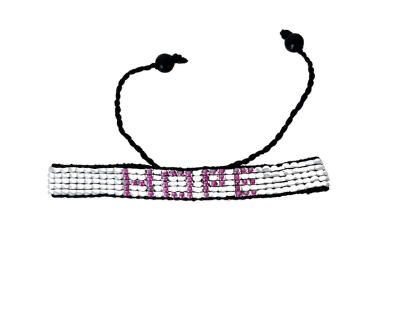 Breast Cancer Awareness Bracelet – White with Pink HOPE