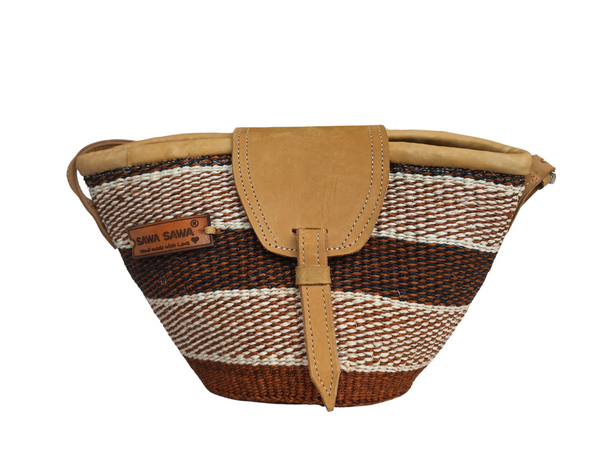 Bolso bandolera mediano de paja de sisal hecho a mano Life Lines